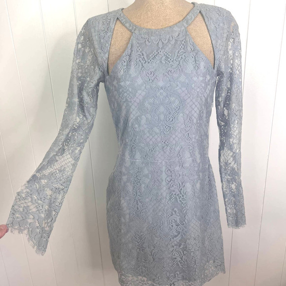 For Love and Lemons Eternal Love Lace Mini Dress in Powder Blue SZ M - Picture 2 of 11